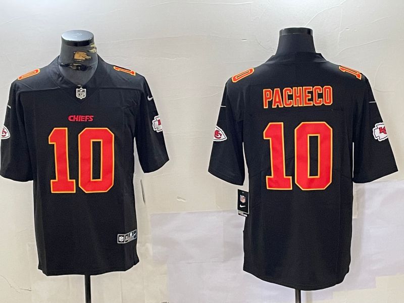 Men Kansas City Chiefs #10 Pacheco Black 2024 Nike Vapor Limited NFL Jersey style 1